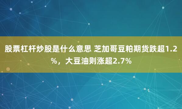 股票杠杆炒股是什么意思 芝加哥豆粕期货跌超1.2%，大豆油则涨超2.7%